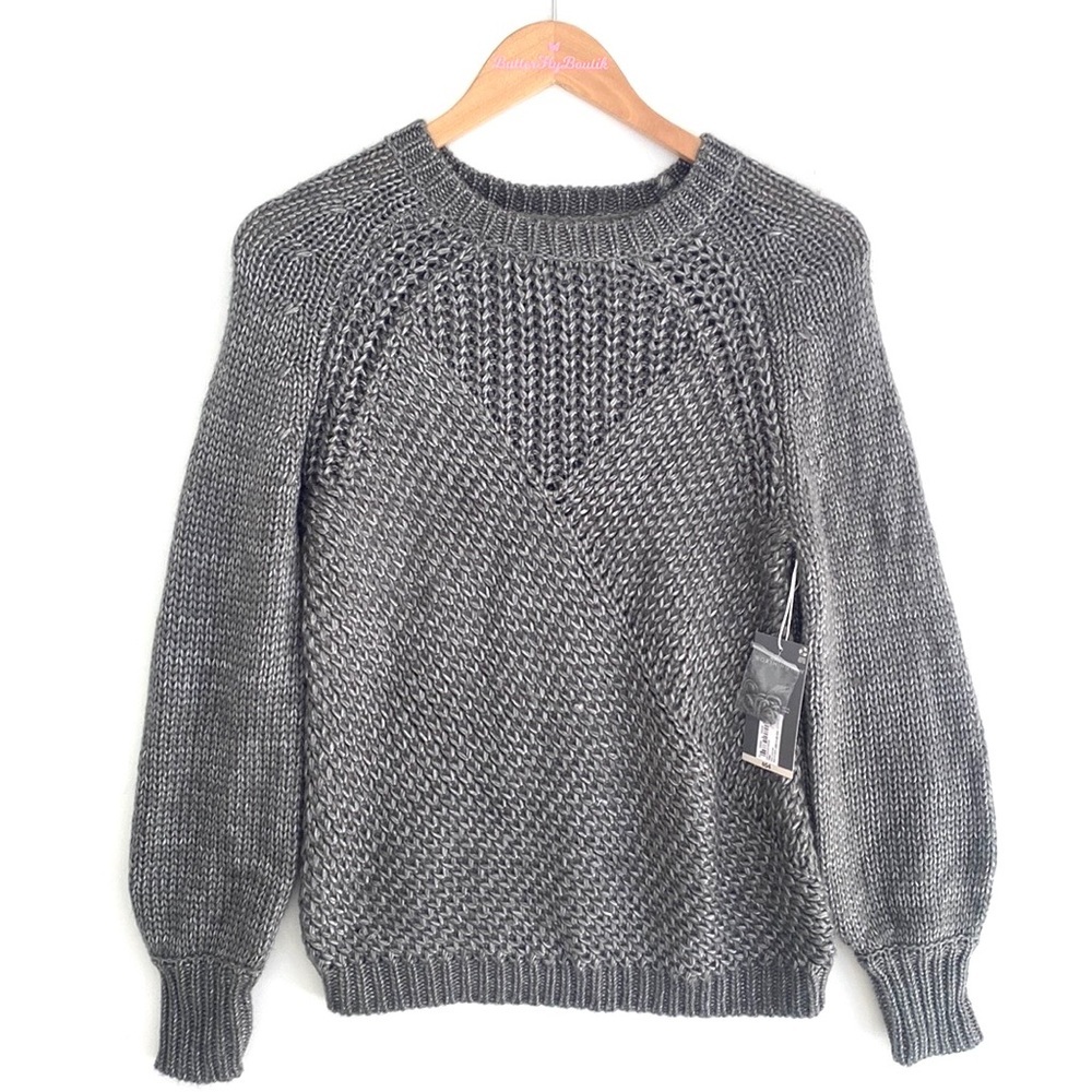 (A4c) Worthington Heather Grey Longsleeve cable knit Crewneck sweater, Sz S, NWT